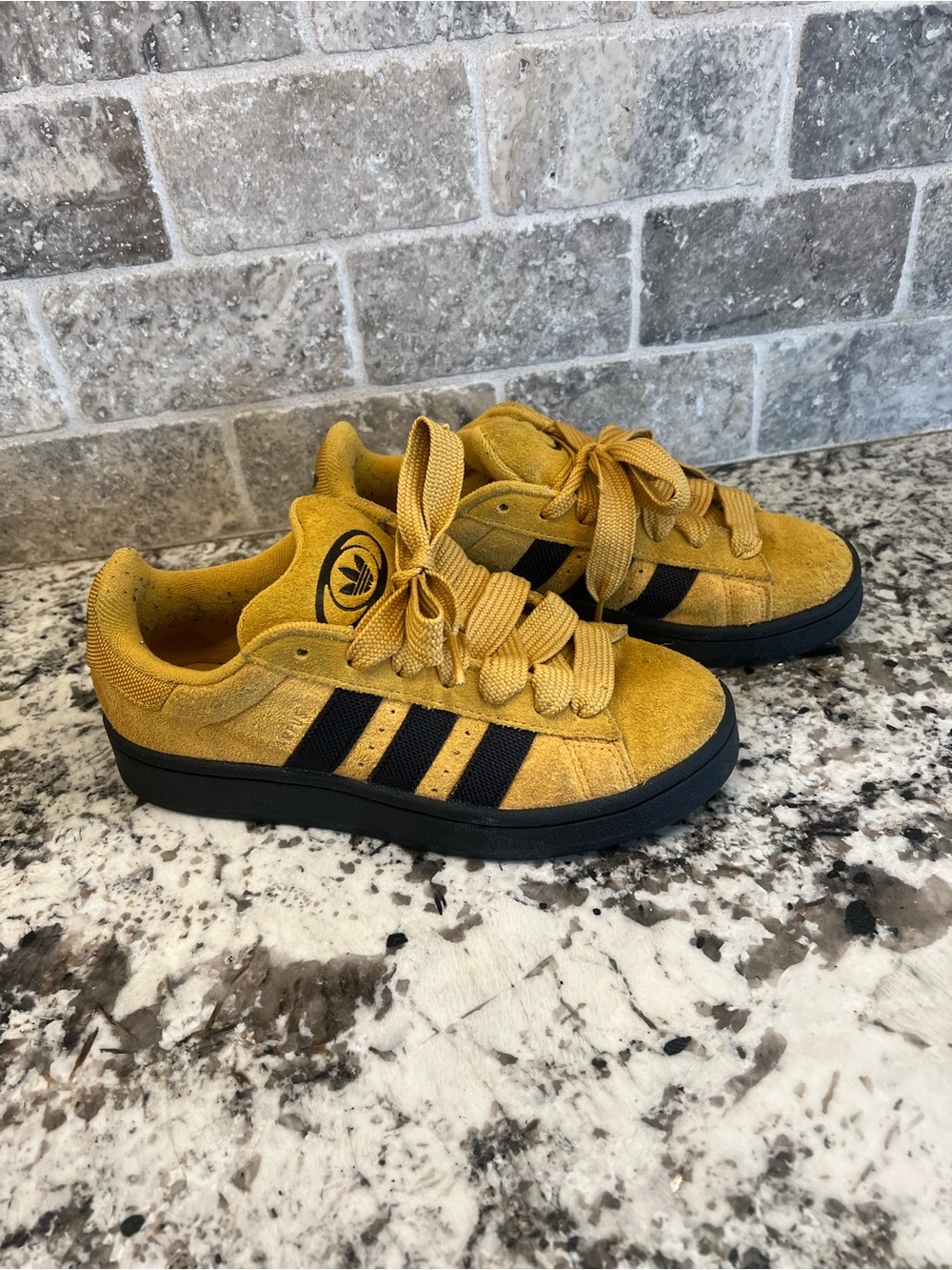 adidas Yellow campus Suede Low-Top Sneakers with Black Stripes